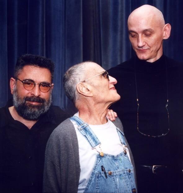 Mass (left), Larry Kramer – playwright and Gay Men's Health Crisis co-founder (middle), and Rodger McFarlane (right) – GMHC's first paid executive director at the opening of a 2006 GMHC exhibit at the Museum of the City of New York.