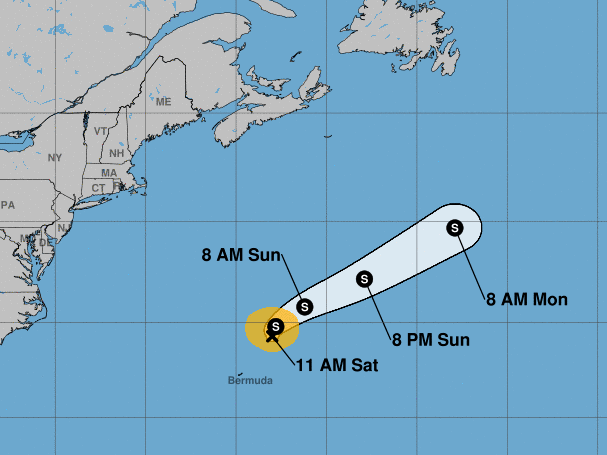 Subtropical Storm Ana is moving west and is predicted to change toward the north, then move northeast.