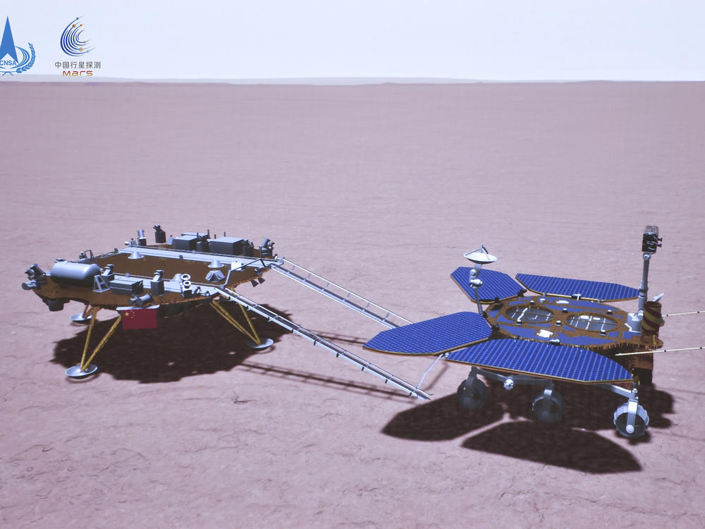 China's Zhurong rover is depicted on the surface of Mars in this artist's rendering made available by the China National Space Administration on Saturday.