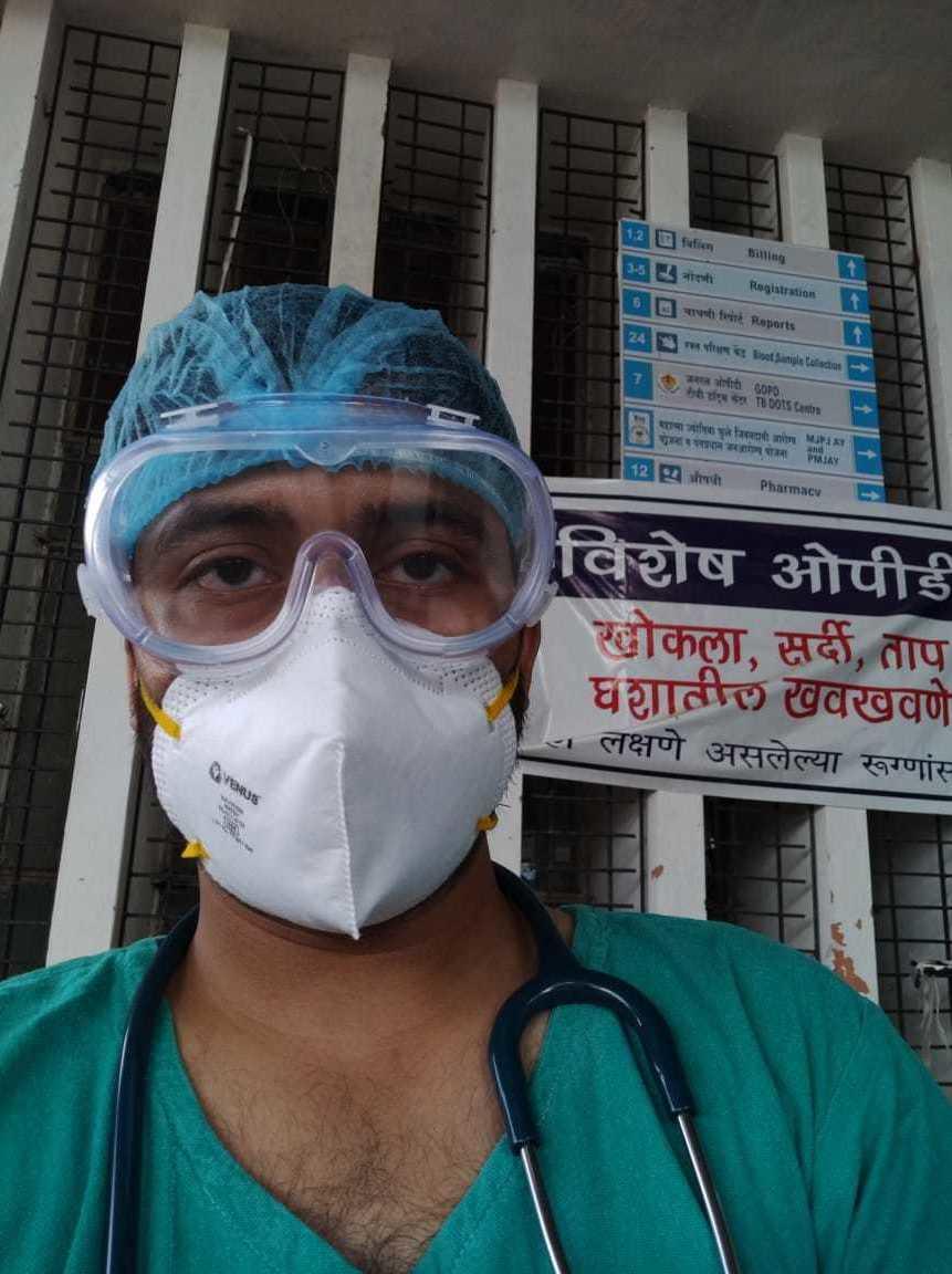 Joshi, 27, in an undated selfie after a long day of work at the fever clinic in Sevagram, a town in a rural area of central India.