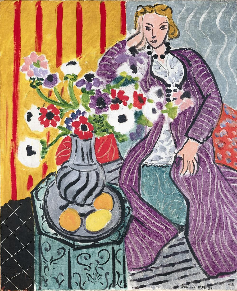 Henri Matisse, <em>Purple Robe and Anemones,</em> 1937, The Baltimore Museum of Art: The Cone Collection, formed by Dr. Claribel Cone and Miss Etta Cone of Baltimore, Maryland, BMA 1950.261