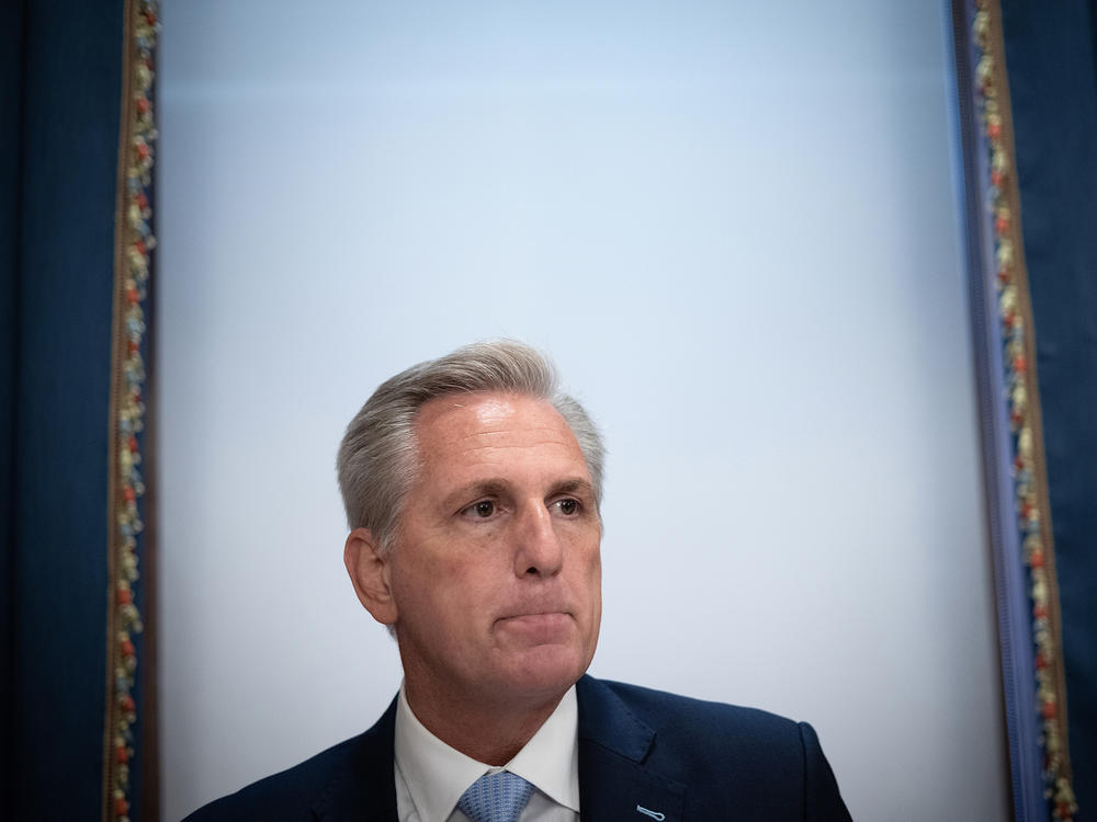 House Minority Leader Kevin McCarthy, R-Calif., speaks with reporters last week.