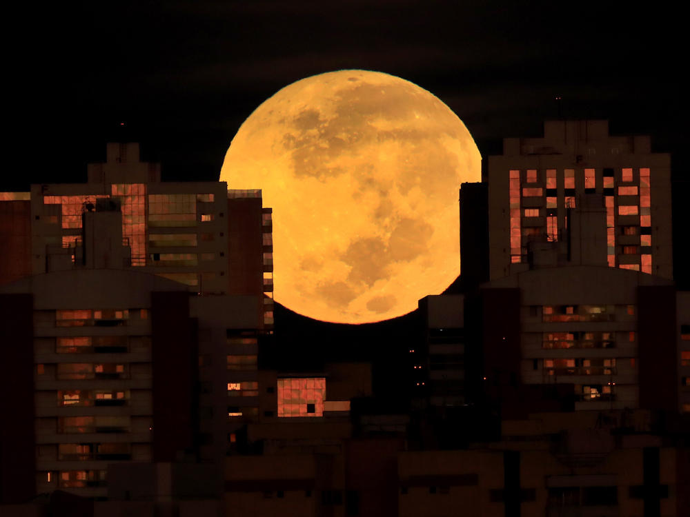 A lunar eclipse is observed Wednesday in Brasilia, Brazil.