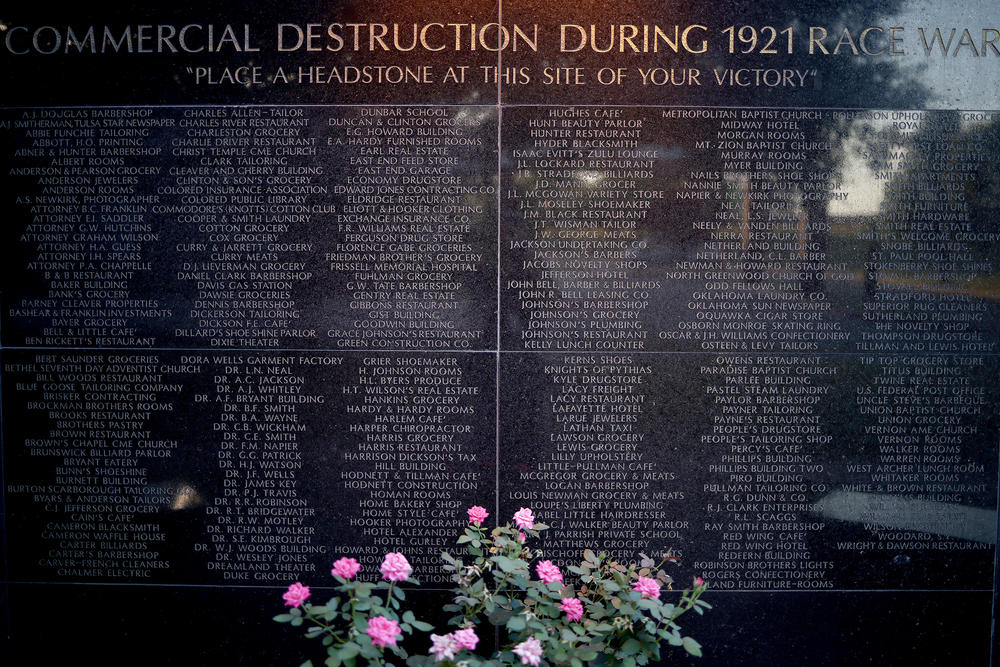 The Black Wall Street Memorial in Tulsa, Okla. The Oklahoma Commission to Study the Tulsa Race Riot of 1921 published its final report in 2001, finding that the city of Tulsa had conspired to destroy Greenwood, a prosperous Black community.