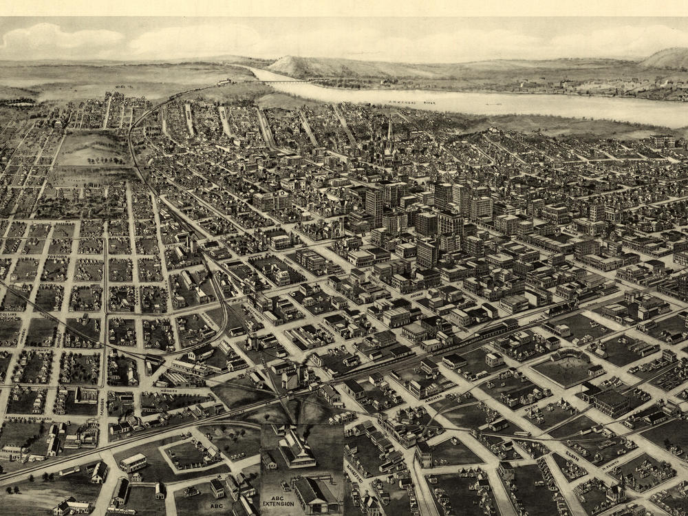 Artist Paul Rucker is creating a new multimedia work to commemorate the 100th anniversary of the Tulsa Race Massacre. That's when a thriving African American community was destroyed in a horrific act of violence that wiped out hundreds of Black-owned businesses and homes. Above, an aerial view of Tulsa, Okla., Fowler & Kelly, 1918.