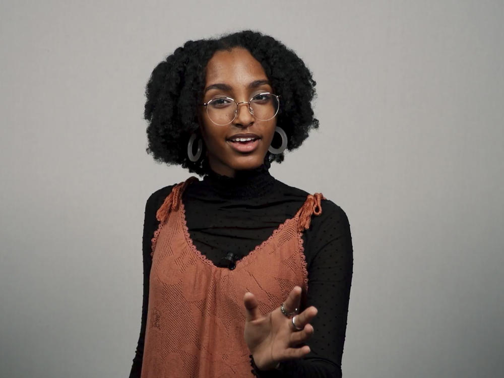 Rahele Megosha of South Dakota, the 2021 Poetry Out Loud national champion.