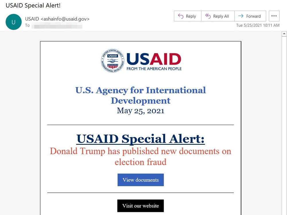 Hackers used the U.S. Agency for International Development's email marketing account to send messages that looked legitimate — but links in the email exposed recipients to malicious software, Microsoft says.