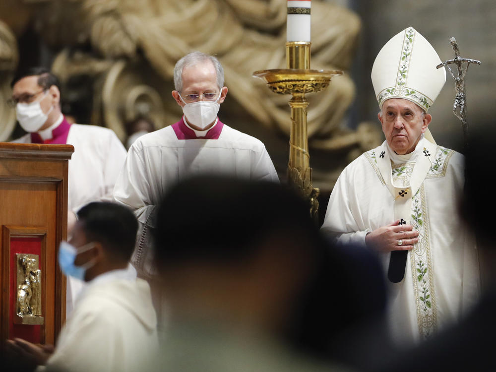 Pope Francis prepares to leave after celebrating a special Mass for the Myanmar faithful last month at the Vatican. On Tuesday, Francis issued new canon law focused on sexual abuse, fraud and the attempted ordination of women.