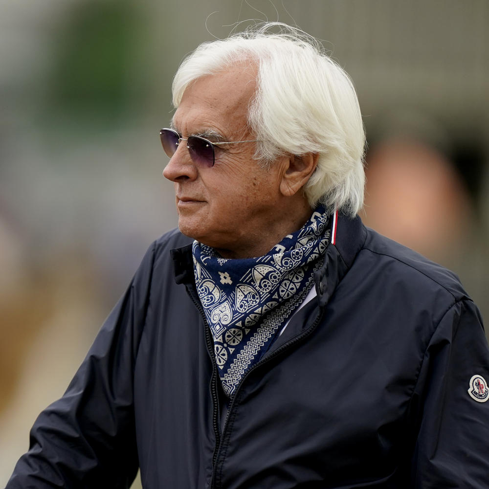 Trainer Bob Baffert watches workouts at Churchill Downs in April in Louisville, Ky., ahead of the 147th running of the Kentucky Derby. Baffert has won seven Kentucky Derby races, a record.