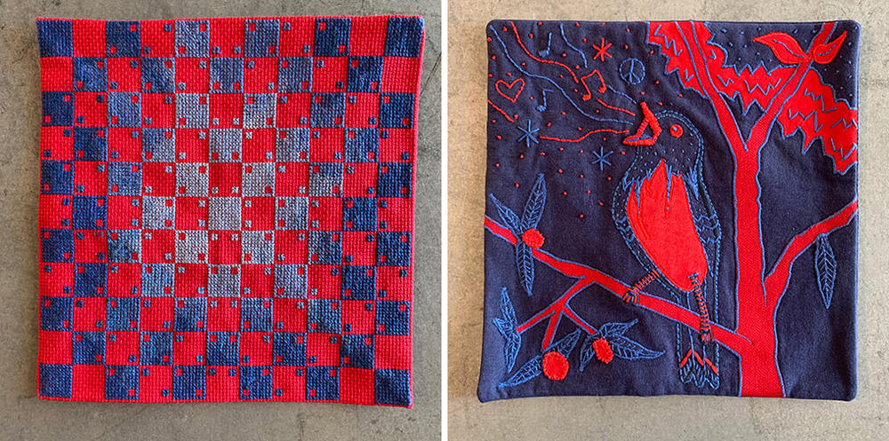Left: Kitty Spangler from Pittsburgh has completed over 90 squares for 