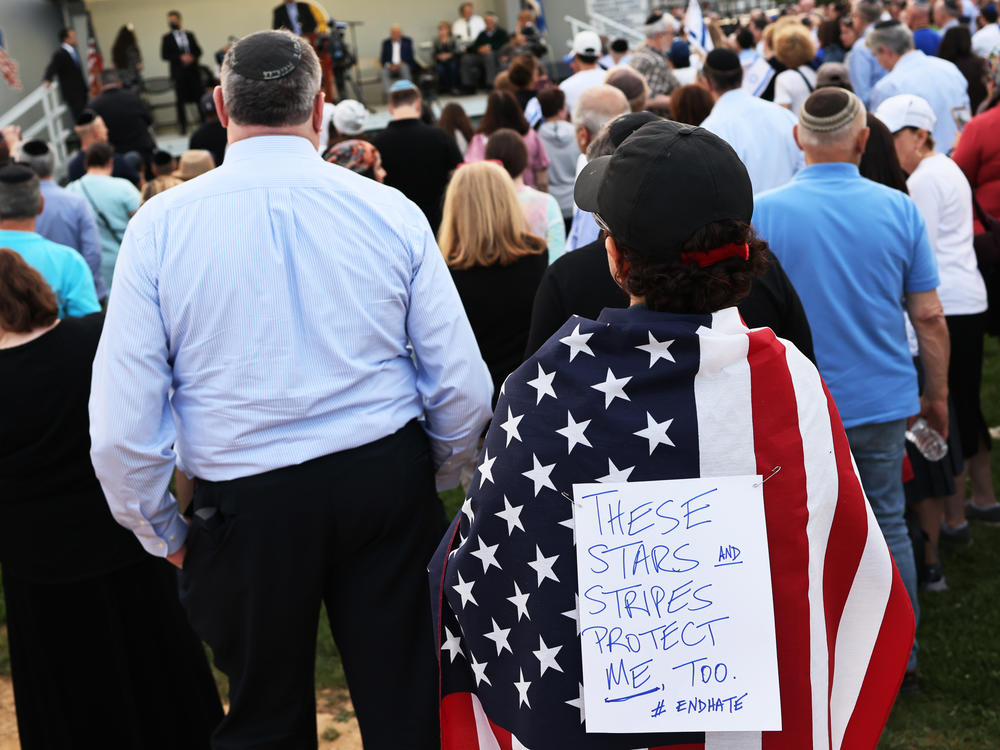 People attend a rally denouncing antisemitic violence on May 27 in Cedarhurst, New York. Following a surge in antisemitic hate crimes triggered by last month's Israel-Gaza conflict, some Jews are wondering why the condemnation hasn't been stronger.