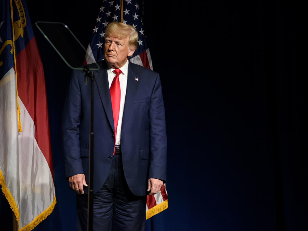 Former President Trump's curiously wrinkled trousers appears to have overshadowed his speech Saturday at a Republican Party state convention in North Carolina.