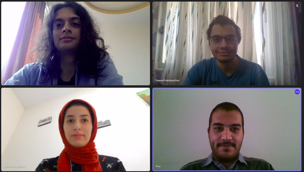 Students from the Sharif University of Technology in Tehran, Iran and the Complexity Science Hub in Vienna proposed a computer program to help locate the source of disease rumors. Clockwise from top left: Sina Sajjadi, Saeed Hedayatian, Yasaman Asgary, Alireza Hashemi.