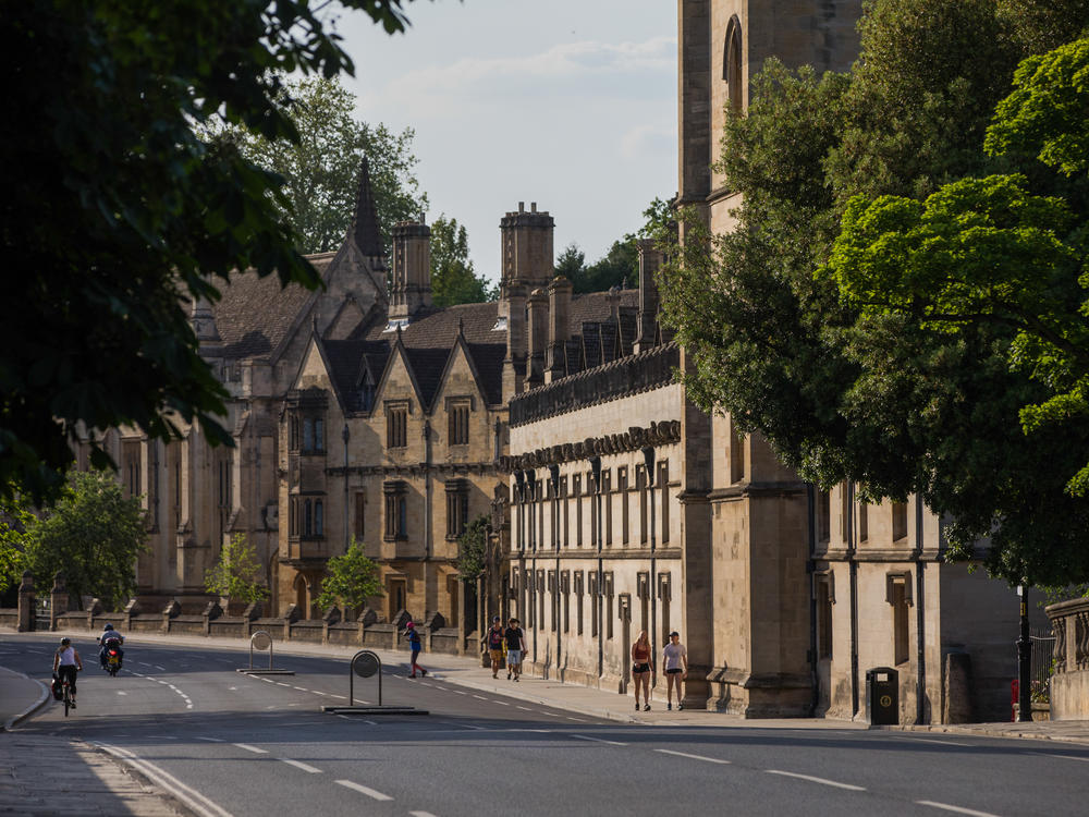 The decision by students at Magdalen College, part of Oxford University, to remove a portrait of Queen Elizabeth II has touched off anger in the United Kingdom. The college is seen here in May 2020.