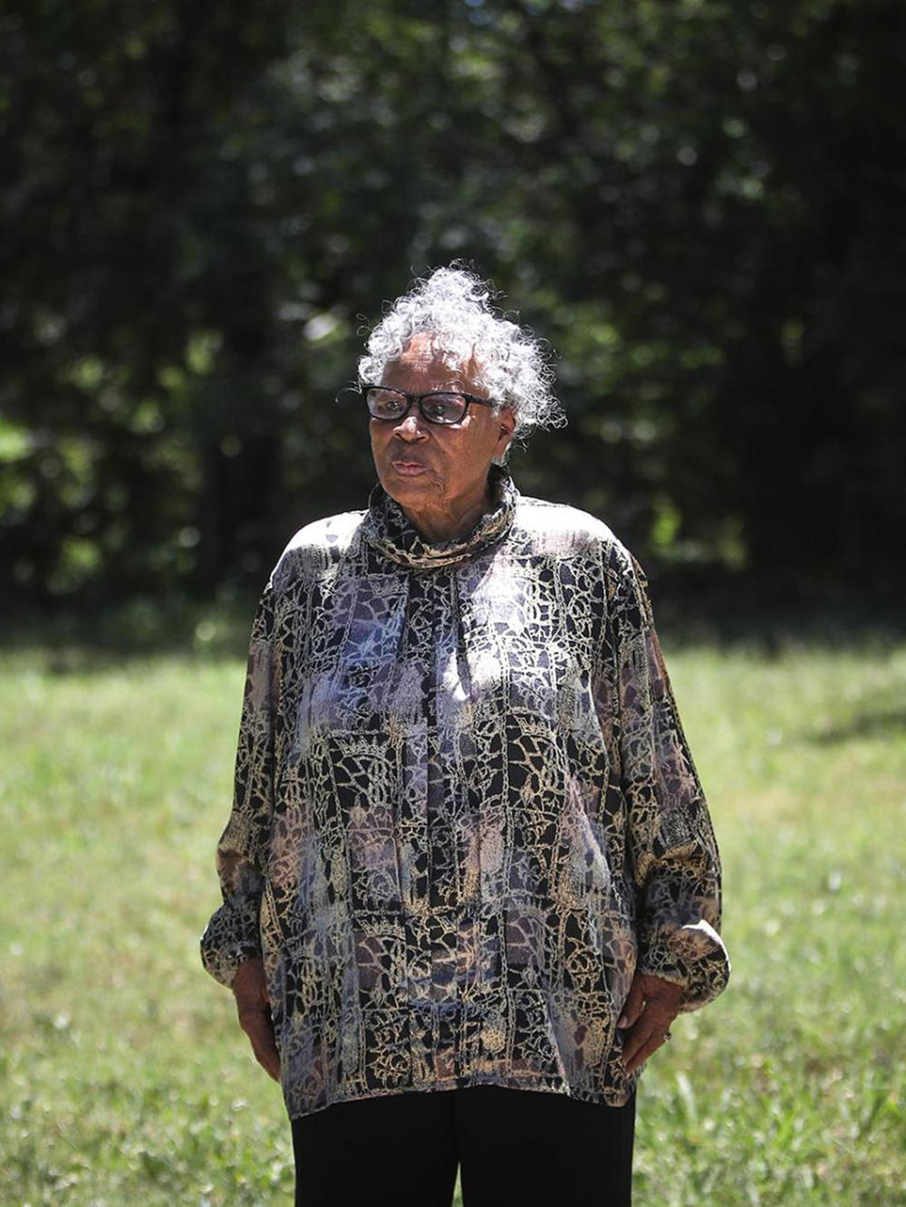 Opal Lee stands in front of the East Annie Street lot on June 2, 2021, where white rioters attacked, invaded and burned her family's home in Fort Worth, Texas in 1939. (Amanda McCoy/Fort Worth Star-Telegram/Tribune News Service via Getty Images)