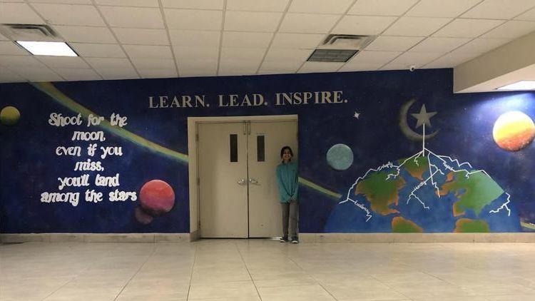 Yumna created a large mural at London Islamic School last year. Her principal sees it as a sign that 