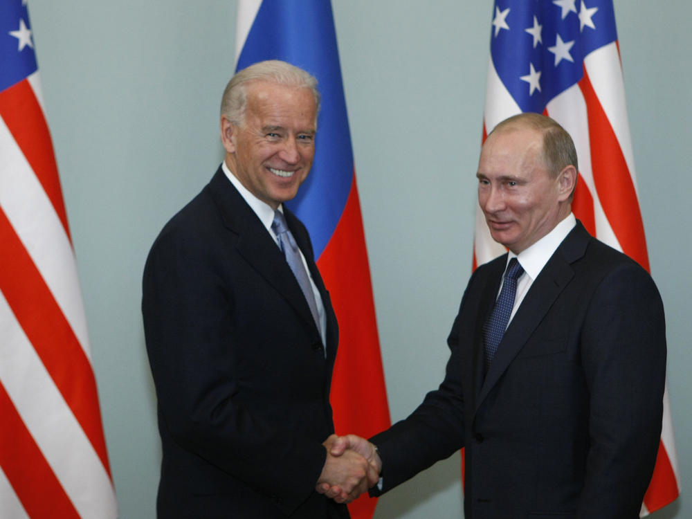 Joe Biden met with Vladimir Putin in Moscow in 2011, when Biden was U.S. vice president and Putin was Russia's prime minister. A decade later, the two will meet as presidents in Geneva on June 16.