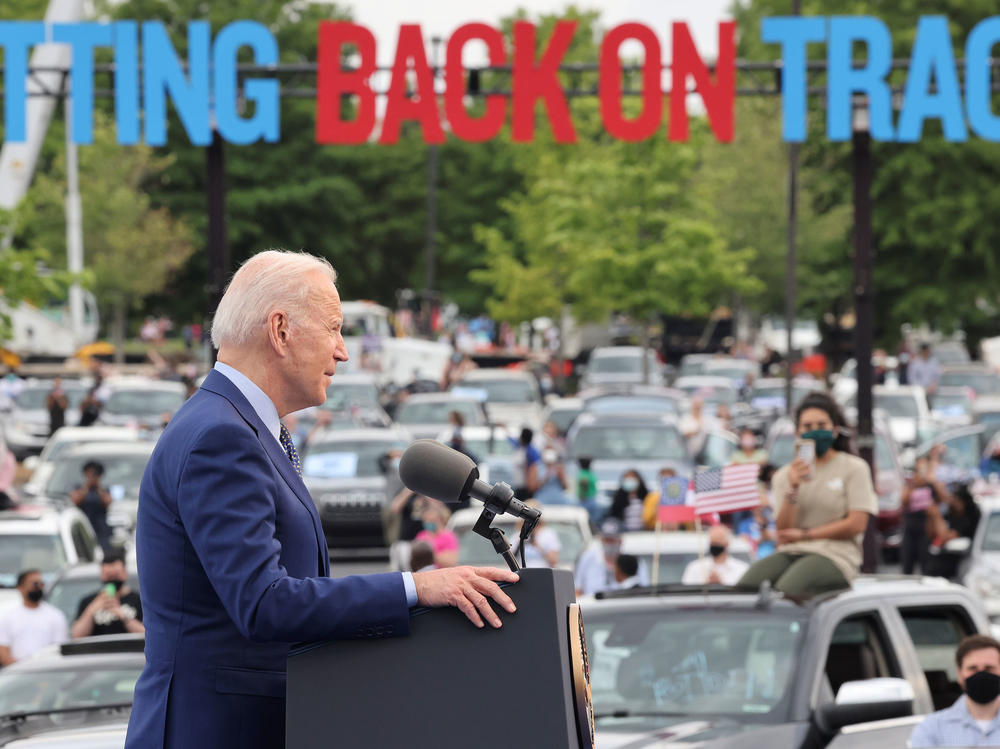 President Joe Biden speaks during the Democratic National Committee's 