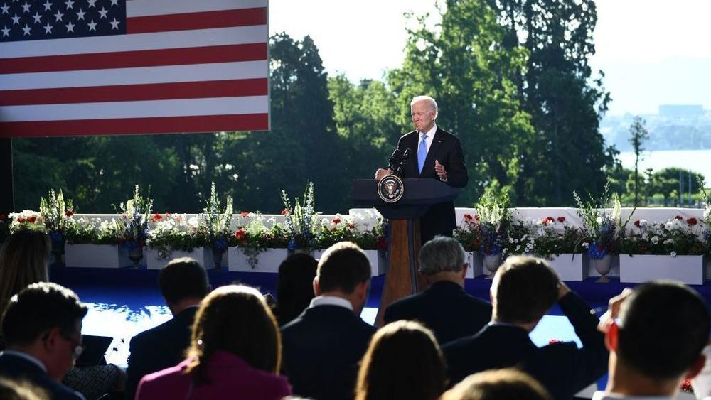 President Biden holds a press conference after the U.S.-Russia summit in Geneva on Wednesday.