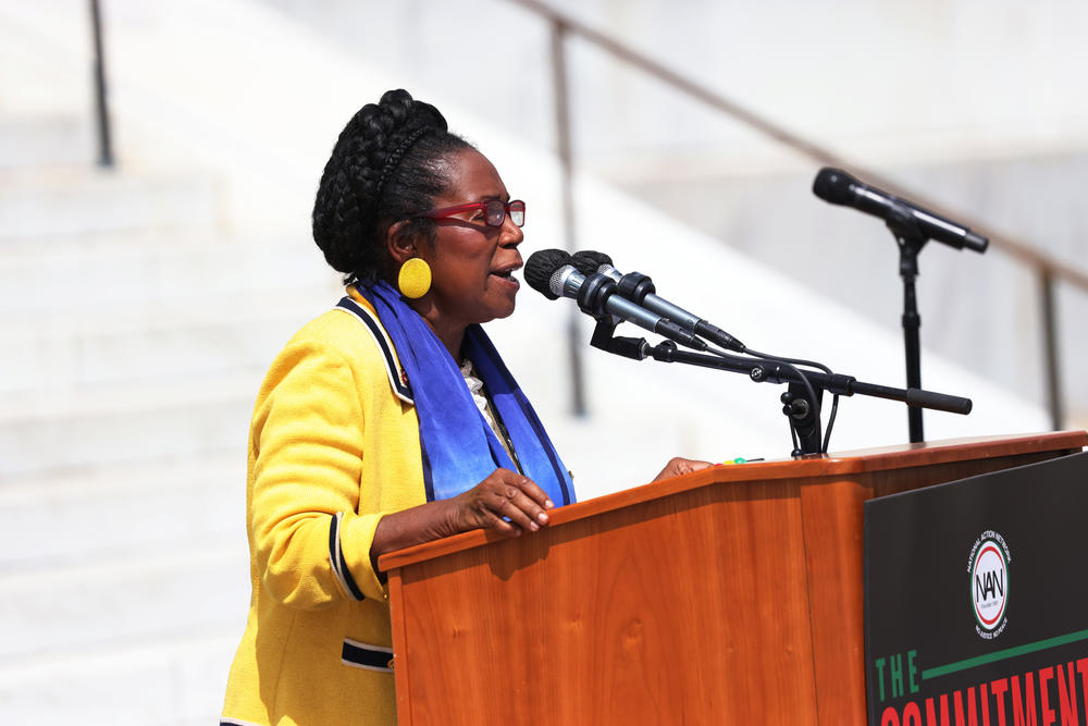 Rep. Sheila Jackson Lee, shown here speaking last year, was a co-sponsor of the bill to make Juneteenth a federal holiday.
