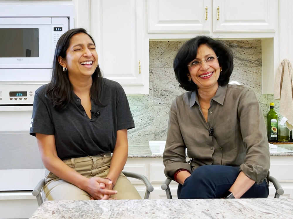 Priya Krishna and her mother, Ritu, in their kitchen.