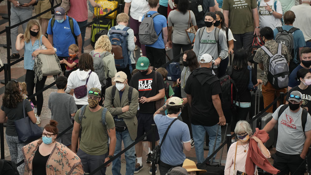 A security checkpoint line last week at Denver International Airport reflects the post-pandemic interest in air travel.