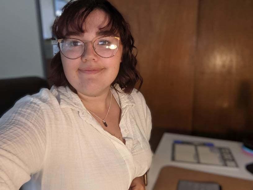 Becca Morrison, 21, at home in Norwich, U.K. She has been volunteering virtually with an arts nonprofit in Zomba, Malawi from her bedroom.
