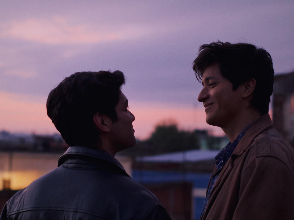 Christian Vázquez as Gerardo and Armando Espitia as Iván in <em>I Carry You with Me.</em>