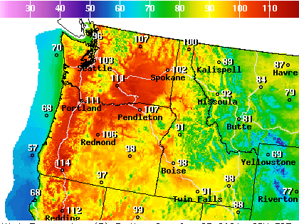 Temperatures in the Pacific Northwest will skyrocket in the coming days as a heatwave sets in from Southern California to Northern Washington. The high-pressure system is expected to break record temperatures.