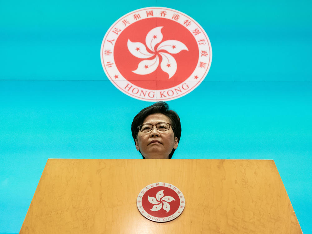 Hong Kong Chief Executive Carrie Lam attends a news conference at the Central Government Offices on June 25 in Hong Kong. The authorities in Beijing confirmed a reshuffle of Hong Kong's top administration.