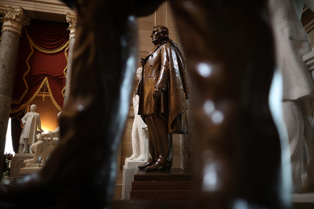 A statue of Jefferson Davis, president of the Confederate States from 1861-1865, is on display in Statuary Hall inside the U.S. Capitol.