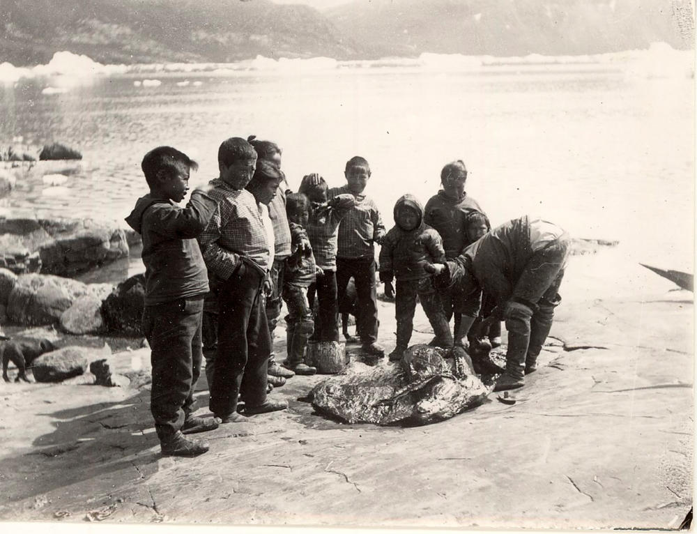 Photographer Minik Bidstrup pairs his own modern day images of Greenland with photographs made by Greenlandic photographer John Møller who was active between 1889 and 1922. Bidstrup titled this image, made by Møller, <em>Culture</em>.