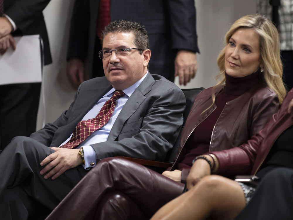 The owner of the NFL's Washington team, Dan Snyder, seen with his wife, Tanya Snyder, last year. The team has been fined $10 million by the league for adverse workplace conditions.