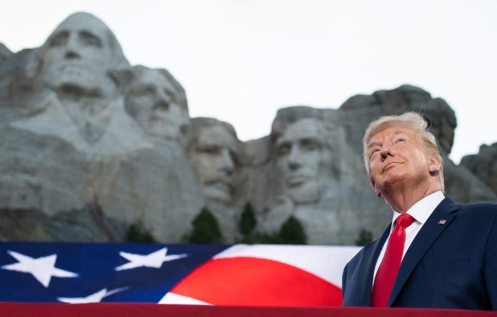 Then-President Donald Trump arrives for Independence Day events at Mount Rushmore National Memorial in Keystone, S.D., on July 3, 2020.