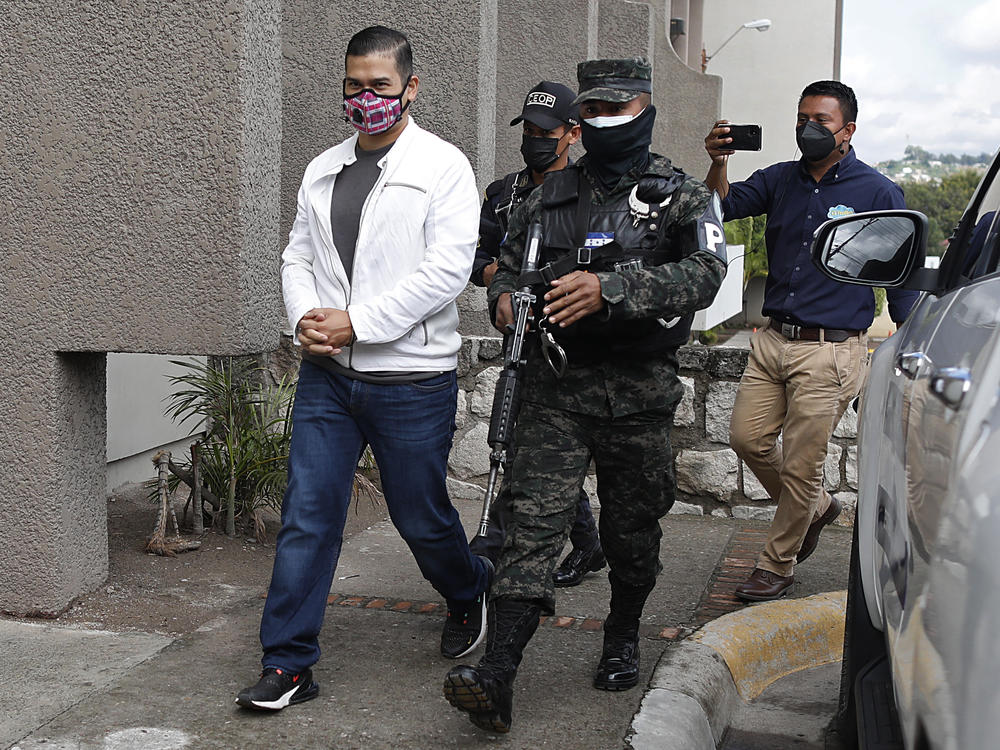 Roberto David Castillo is escorted by penitentiary police to hear the verdict in his trial connected to accusations that he is one of the intellectual authors responsible for the murder of environmentalist and Indigenous rights activist Berta Caceres, in Tegucigalpa, Honduras, July 5, 2021.