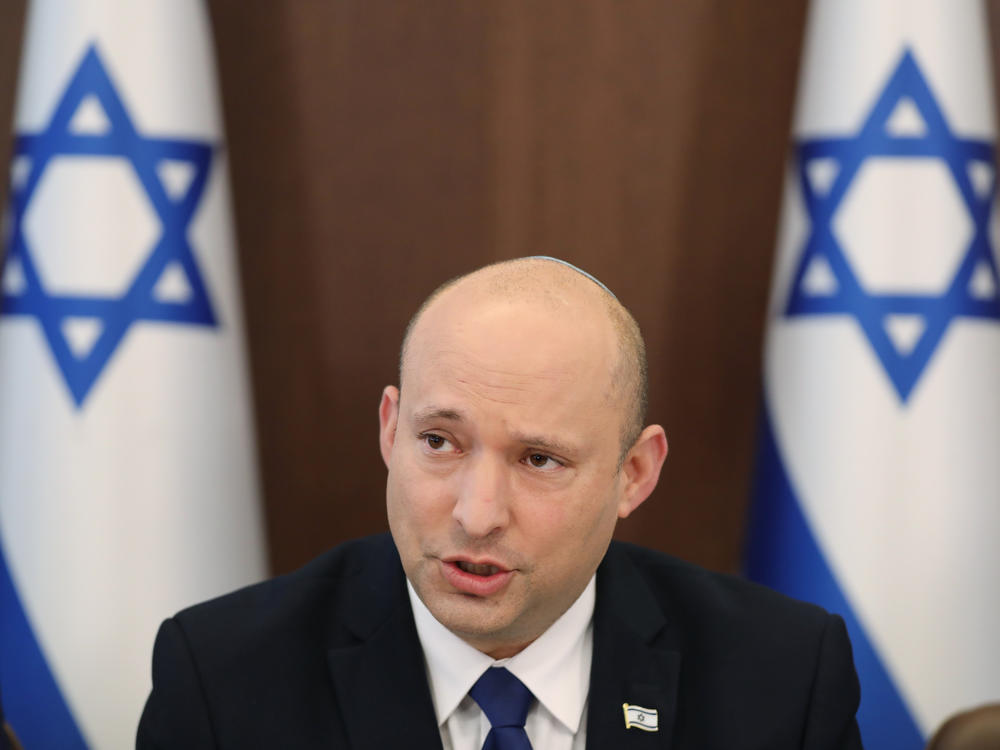 Israeli Prime Minister Naftali Bennett attends a Cabinet meeting Sunday at the prime minister's office in Jerusalem.