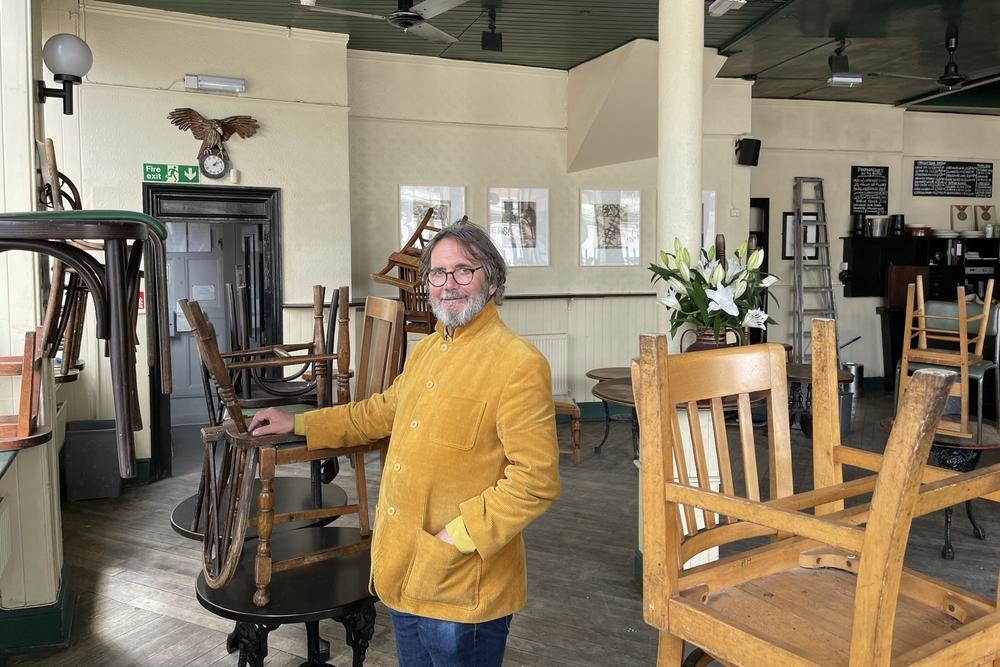 Michael Belben and a business partner launched Britain's first gastropub, The Eagle, in 1991. The concept was to serve restaurant-quality food in a cozy, pub setting. This photo was taken days before the pub reopened after many months of coronavirus lockdown.