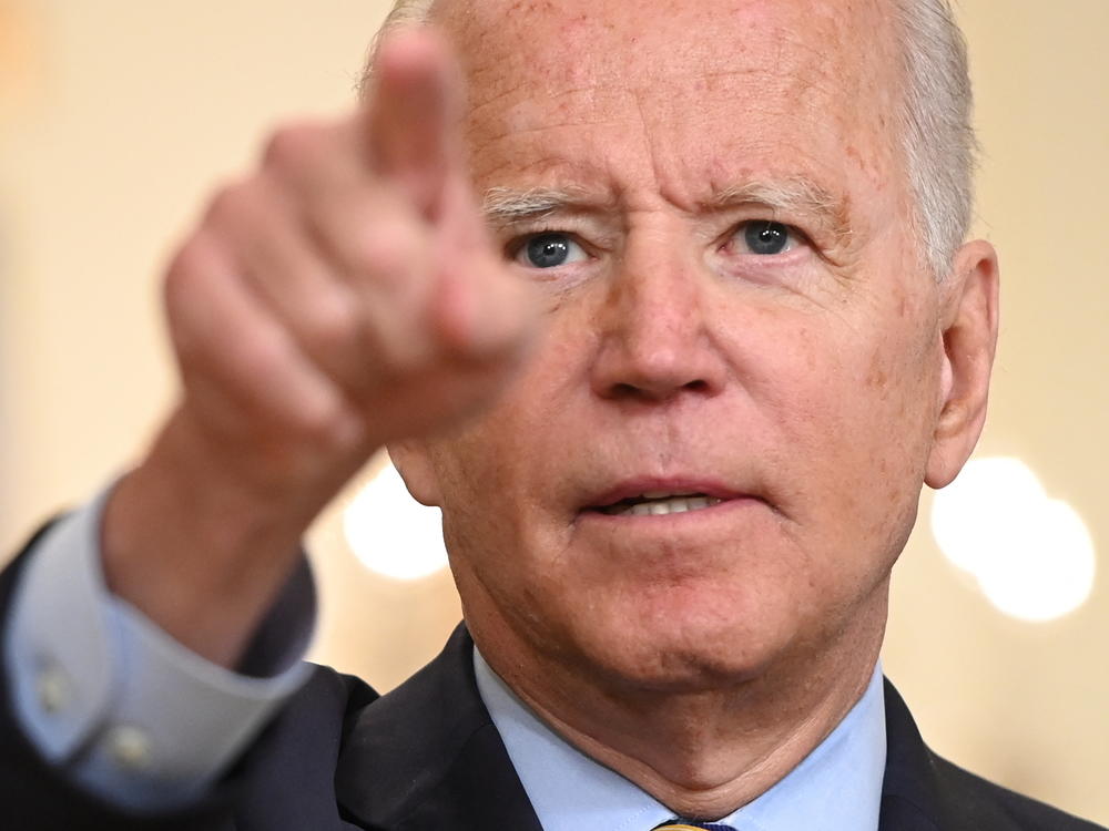 President Biden addresses the situation in Afghanistan on Thursday at the White House. He insisted a Taliban takeover of the country is not inevitable and expressed confidence in Afghan security forces.