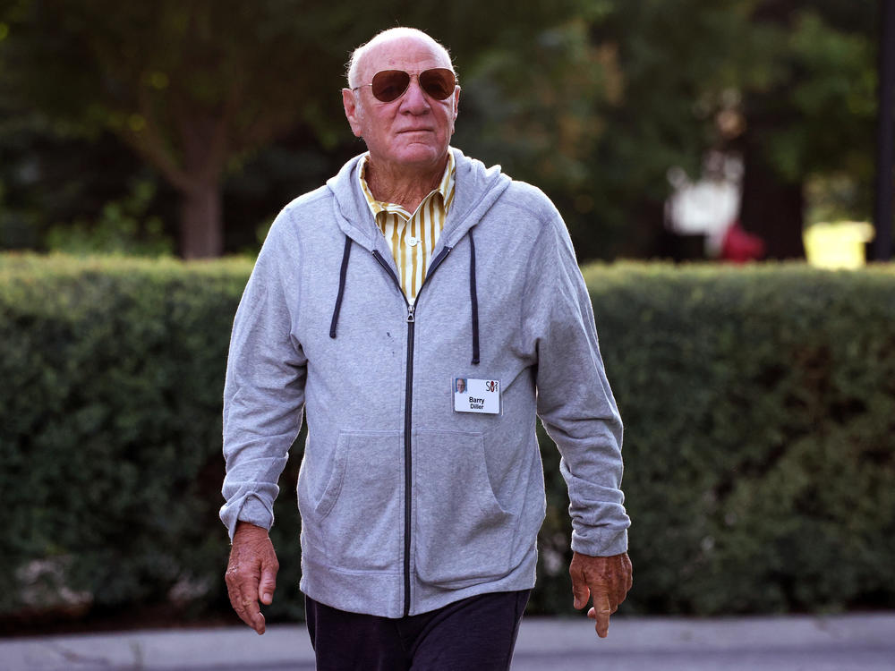 IAC Chairman Barry Diller walks to a morning session at the Allen & Company Sun Valley Conference on Wednedsday in Sun Valley, Idaho.