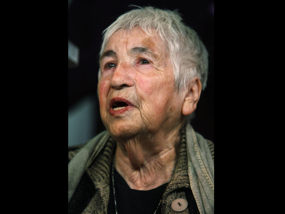 Esther Bejarano, who survived former Nazi concentration camp Auschwitz, performs a hip-hop song during an Auschwitz-Committee event to commemorate the liberation of Auschwitz in 2010 in Hamburg, Germany.