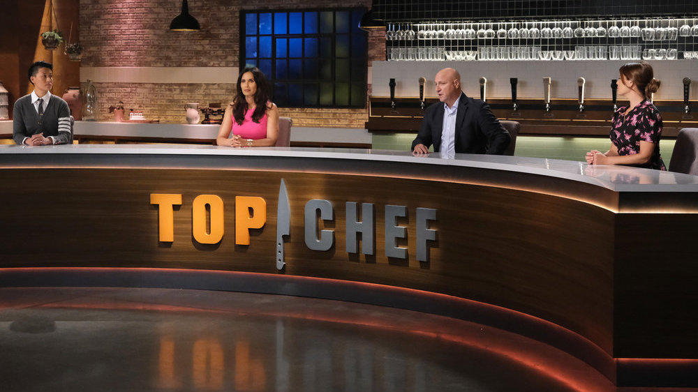 Judges Melissa King, Padma Lakshmi, Tom Colicchio and Gail Simmons in Season 18 of <em>Top Chef.</em>