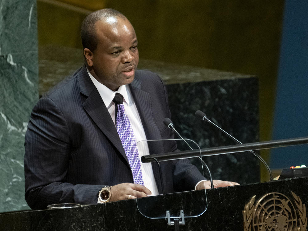 Eswatini's King Mswati III addresses the United Nations General Assembly in 2019.