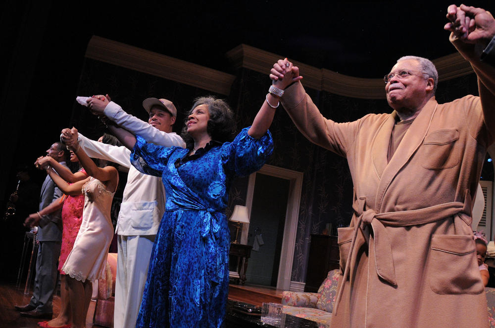 Terrence Howard, Phylicia Rashad and James Earl Jones during curtain call at the opening night of <em>Cat on a Hot Tin Roof</em> on March 6, 2008, at the Broadhurst Theatre in New York City.