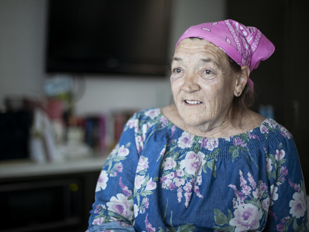 Michele Griffin Young, 73, moved into the Casa Buena hotel in February. Before the pandemic, she had been living in her car with her son. The Casa Buena is one of 94 Homekey sites.