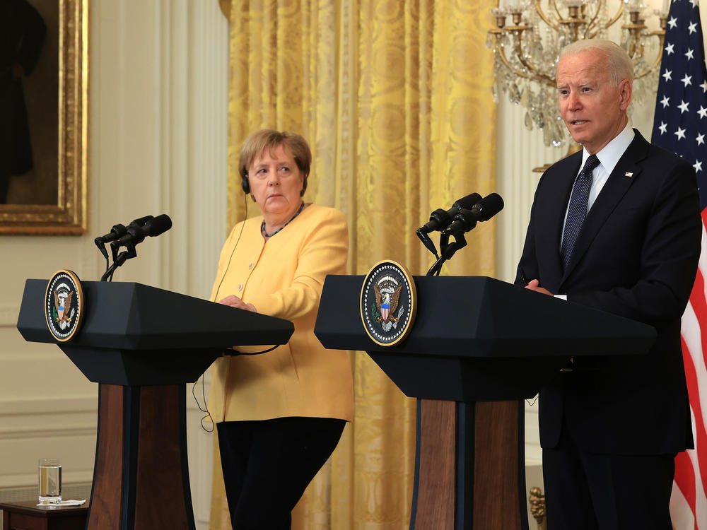 German Chancellor Angela Merkel and President Biden hold a joint news conference in the White House Thursday.