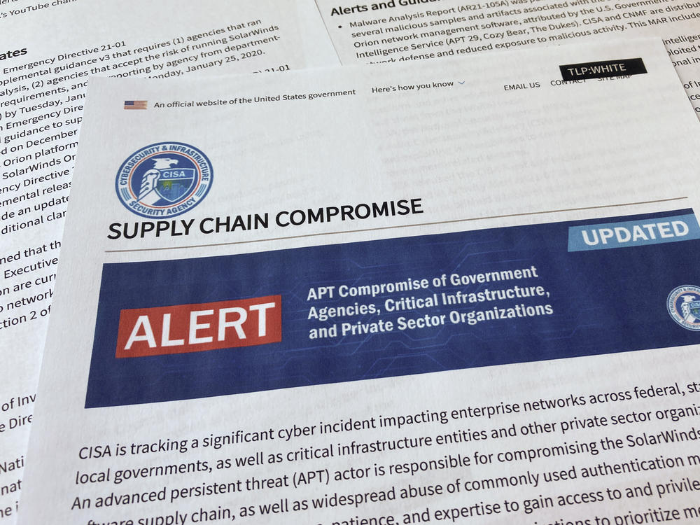 An alert on a suspected attack by state-backed Chinese hackers from the Department of Homeland Security's Cybersecurity and Infrastructure Security Agency in April.