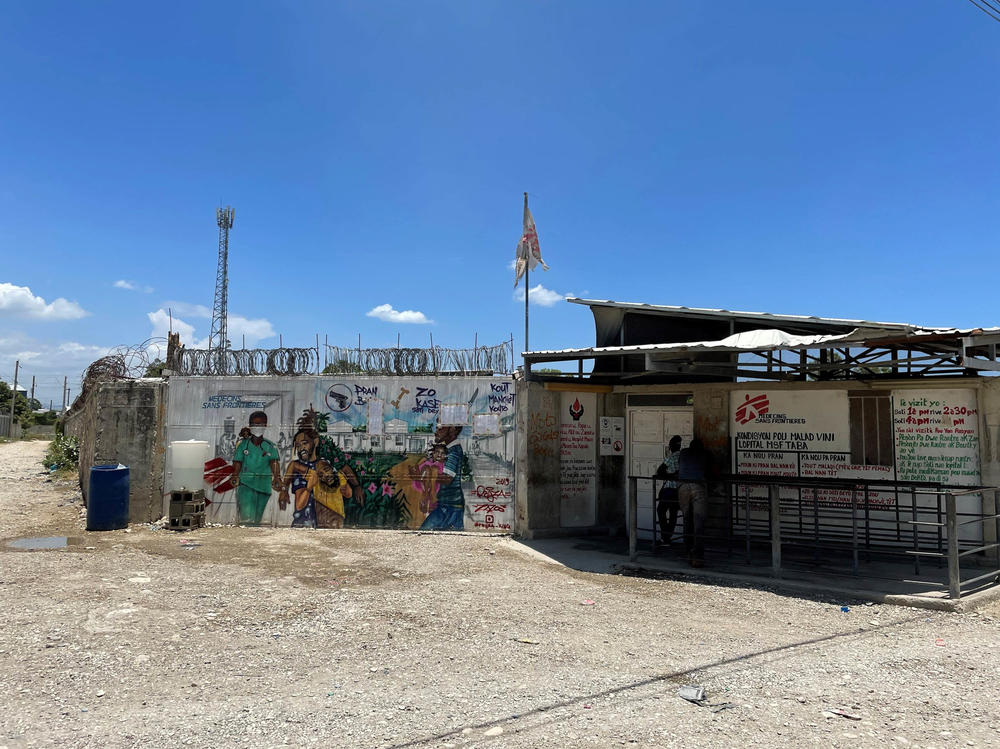 The front gate of a Doctors Without Borders hospital in the Tabarre neighborhood of Port-au-Prince.  The medical charity has shut clinics in some other parts of the city due to rampant gang violence.