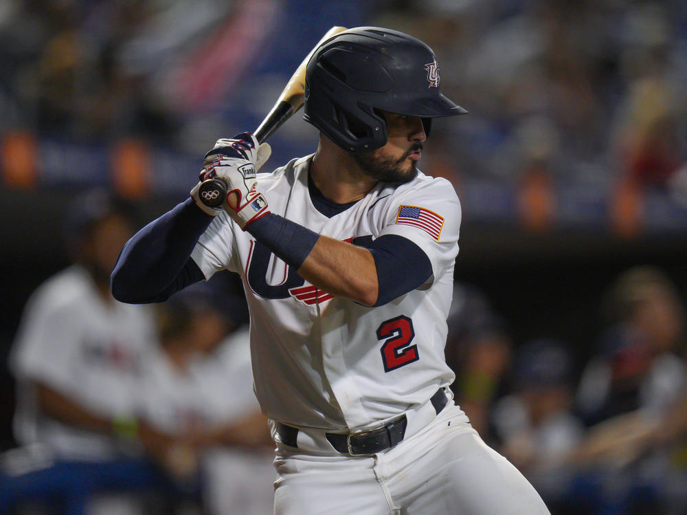 Eddy Alvarez , shown here during a game last month, will be one of the U.S. flag bearers in the Opening Ceremony of the Tokyo Olympics.