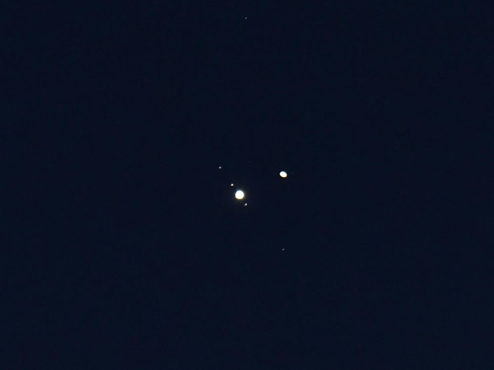 Saturn (right) with Jupiter in the night sky over Burnsville, N.C., in December during an event known as the great conjunction.