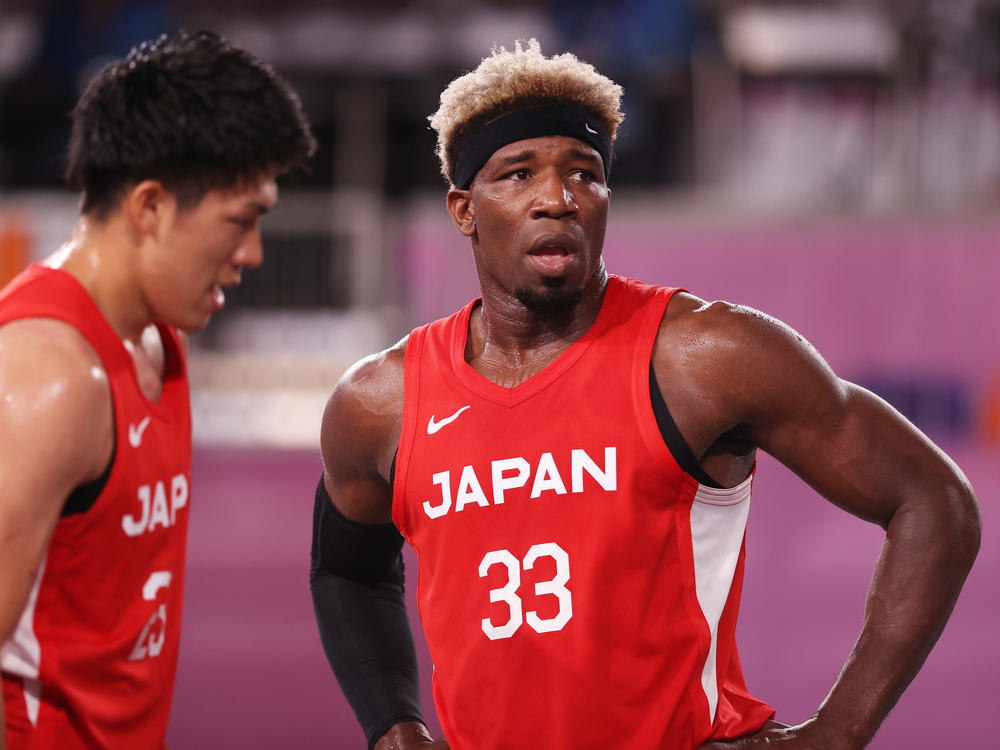 Ira Brown of Team Japan looks on during the Men's Pool Round match between Latvia and Japan on Sunday at the Tokyo 2020 Olympic Games. 